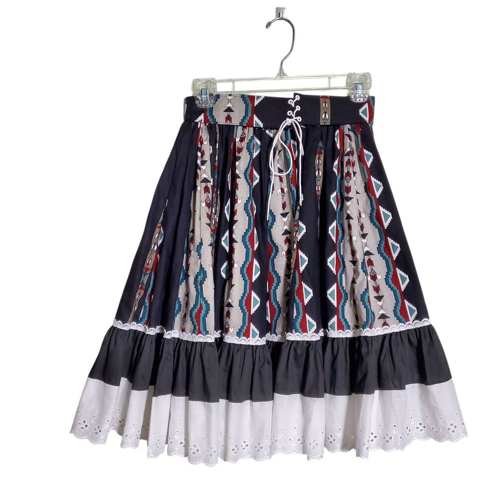 Vintage Fun & Fancy Originals Skirt Aztec Western Square Dance Festival